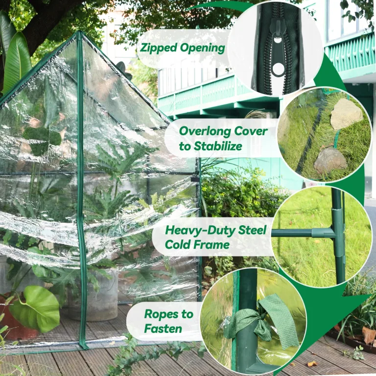 Gardzen Kleines begehbares Gewächshaus, robustes, tragbares Gewächshaus für den Außenbereich, mit stabilem Rahmen und transparenter Abdeckung, schützt Pflanzen vor Kälte, Regen, 91,9 cm (L) x 53,3 (B – Bild 3