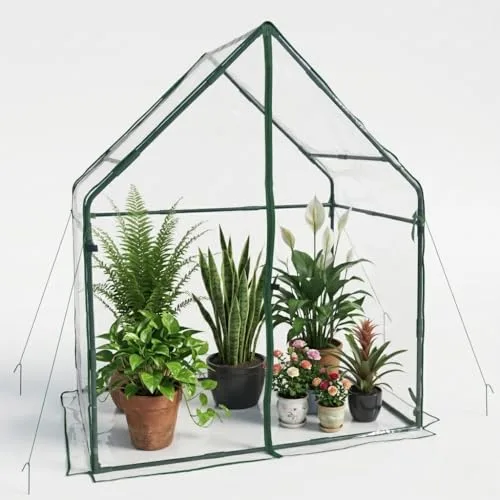 Gardzen Kleines begehbares Gewächshaus, robustes, tragbares Gewächshaus für den Außenbereich, mit stabilem Rahmen und transparenter Abdeckung, schützt Pflanzen vor Kälte, Regen, 91,9 cm (L) x 53,3 (B – Bild 7