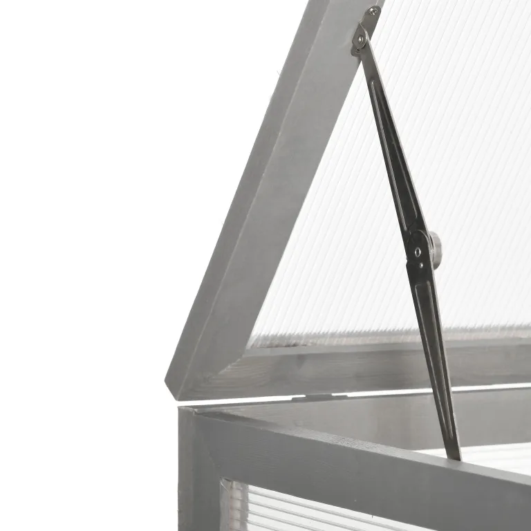 Outsunny 3 Stufen Gewächshaus Treibhaus Frühbeet mit Zwei Türen Frühbeetkasten aus Polycarbonat und Holz wetterfest Belastbar bis 15 kg(je Einlegeboden) 58 x 44 x 78 cm Dunkelgrau – Bild 9