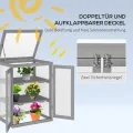 Outsunny 3 Stufen Gewächshaus Treibhaus Frühbeet mit Zwei Türen Frühbeetkasten aus Polycarbonat und Holz wetterfest Belastbar bis 15 kg(je Einlegeboden) 58 x 44 x 78 cm Dunkelgrau - Thumbnail 4