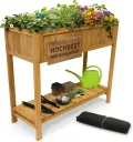 STREND PRO Hochbeet Balkon | 76cm(h) x 33cm(b) x 89(l) | Gemüsebeet Holz mit Ablage & wasserdichter Pflanzfolie | Kleines Hochbeet Schmales ideal für Balkon, Terrasse & Garten | Kräuterbeet - Thumbnail 1