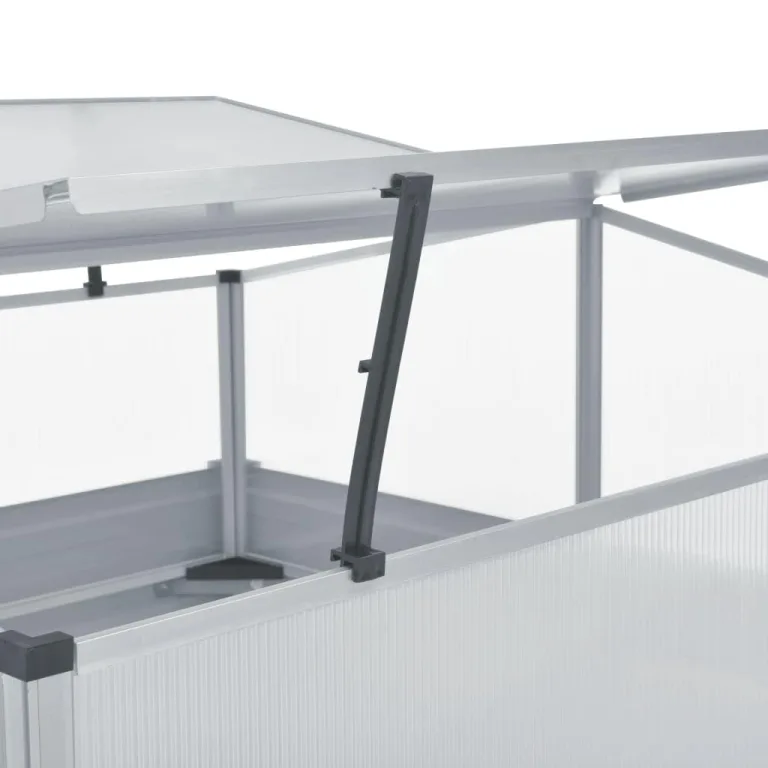 Gewächshaus with Verzinktem Stahl, PC Material, Abnehmbares Dach, Blumenkasten Balkon, Blumentopf Grau, Pflanzkasten Outdoor, 100x100x85 cm – Bild 5