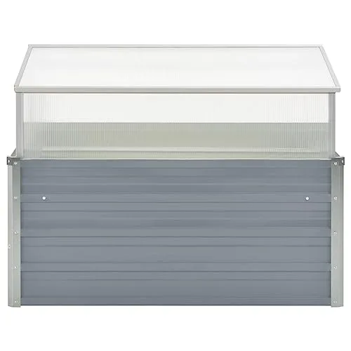 Gewächshaus with Verzinktem Stahl, PC Material, Abnehmbares Dach, Blumenkasten Balkon, Blumentopf Grau, Pflanzkasten Outdoor, 100x100x85 cm – Bild 9