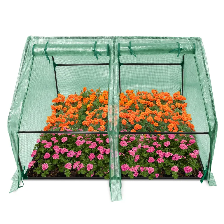 Kleines Gewächshaus 140g/m² HDPE 180x90x90cm Mini Gewächshaus Mit 2 Rollladen Regenschutz UV-beständig Frostbeständig für Garten Balkon (Grün) – Bild 1
