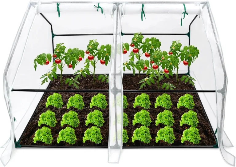 Kleines Gewächshaus Glasfaser 180x90x90cm Mini Gewächshaus Mit 2 Rollladen Insektensicher Atmungsaktiv Tomatengewächshaus,für Garten Balkon (Weiß) – Bild 1
