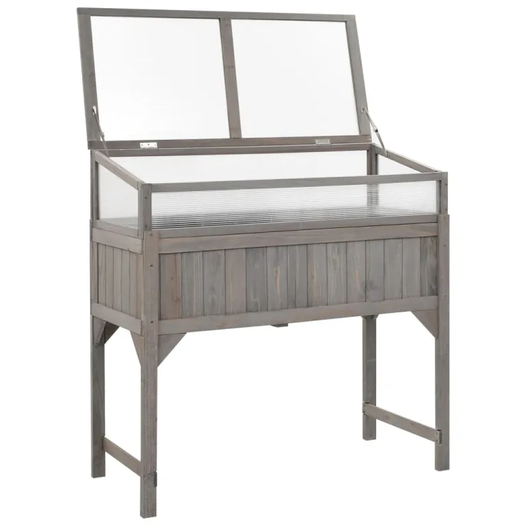 Hochbeet with Gewächshaus, Massivholz Tanne, Durable and Weather-Resistant, Hochbeet Balkon, Hochbeete für Garten, Hofgarten Hochbeete, Pflanzkasten Balkon, 110x54x120 cm – Bild 2