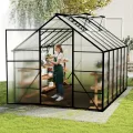 Gewächshaus Aluminium Gartengewächshäuser mit 6 cm Fundament und 4 mm PC Platte Treibhaus Tomatenhaus Gartenhaus UV beständig Wetterfest für Garten, 310x250x205 cm - Thumbnail 10