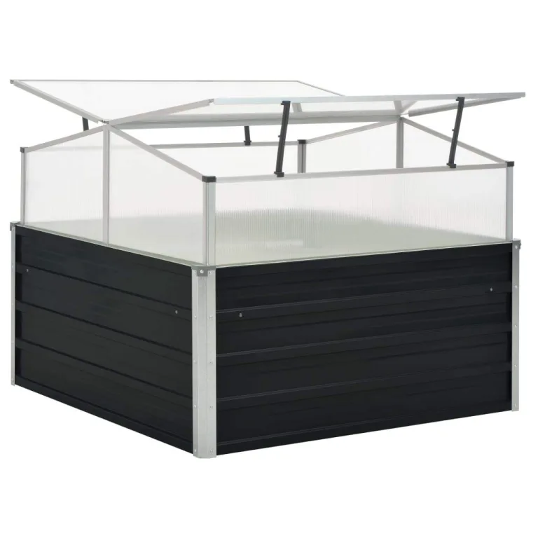 Gewächshaus mit Verzinktem Stahl, Pflanzenschutzzelt, PC-Board, Abnehmbares Dach, Balkon Pflanzkasten Outdoor, Blumenkasten Balkon, Für Pflanzen, Gemüse, Kräuter und Blumen, 100x100x77 cm – Bild 4
