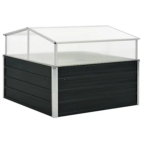 Gewächshaus mit Verzinktem Stahl, Pflanzenschutzzelt, PC-Board, Abnehmbares Dach, Balkon Pflanzkasten Outdoor, Blumenkasten Balkon, Für Pflanzen, Gemüse, Kräuter und Blumen, 100x100x77 cm – Bild 8