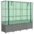 Hochbeet with Gewächshaus-Aufsatz, Polypropylen Material, Rattan Optik, Hochbeet mit Abdeckung, Hochbeete mit Dach, Balkon Pflanzkasten, 160x40x153 cm - Thumbnail 2