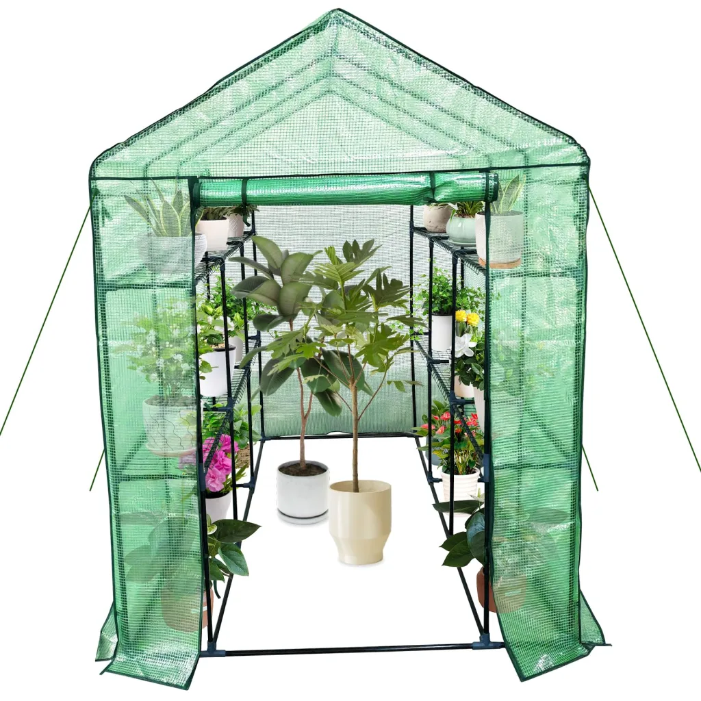 Gewächshaus 143x215x195Cm, Tomatengewächshaus Foliengewächshaus, Tomaten Gewächshaus Balkon Greenhouse Tomatenhaus Mit Rahmen Aus Verzinktem Stahl & Pe Gitterfolie, Treibhaus Für Garten Aufzucht, Grün