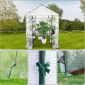 Gewächshaus 143x143x195Cm, Tomatengewächshaus Foliengewächshaus, Tomaten Gewächshaus Balkon Greenhouse Tomatenhaus Mit Rahmen Aus Verzinktem Stahl & Pe Gitterfolie, Treibhaus Für Garten Aufzucht, Weiß - Thumbnail 4
