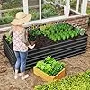 Hochbeet Metall,435L Pflanzkasten Hochbeete für Garten,Rostfreies Stahlblech Kräuterbeet, Verzinktes Gemüsebeetr Pflanzenbeet zum Anbau von Gemüse, Blumen, 120x60x58 cm Rechteckigl,Schwarz S - Thumbnail 2