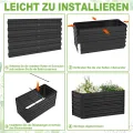 Hochbeet 120x60x58cm Blumenkasten Verzinkter Stahl Pflanzkübel Groß Außen Pflanzkasten Frühbeet Pflanzbeet Gartenbeet Rechteck für Garten Balkon, Schwarz - Thumbnail 6