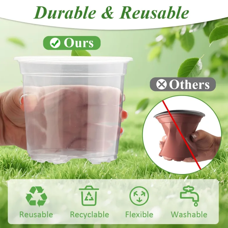 RooTrimmer 60 transparente Pflanztöpfe mit Feuchtigkeitskuppeln, 10,2 cm, Kunststoff-Pflanztöpfe mit Drainagelöchern für Setzlinge, transparenter Samen-Starttopf für Stecklinge, Anzucht – Bild 6