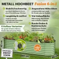 TTL GARDEN 200x60x45cm Metall Hochbeet Fusion 6-in-1 Salbei Grün - Stahl rostfrei verzinkt & lackiert 45cm hoch 60cm breit Wellblech Form oval stabil Garten Beet für Gemüse Kräuter Blumen Gartenbeet - Thumbnail 3