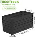 Hochbeet Metall 120x60x58 cm Rechteckig Schwarz – Verzinktes Gartenbeet aus Stahl, rostfrei & wetterfest, für Gemüse, Kräuter & Blumen – Pflanzkasten für Garten, Balkon & Terrasse - Thumbnail 3