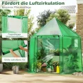 COSTWAY Gewächshaus, Treibhaus mit Allwetter-PE-Abdeckung, Rolltür und Fenster, Foliengewächshaus Tomatengewächshaus Tomatenhaus, Pflanzenhaus für Tomaten & Topfpflanzen, 198 x 172 x 190 cm, Grün - Thumbnail 5