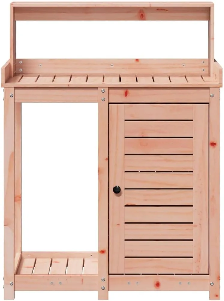 Pflanzbank für den Außenbereich, Pflanztisch aus Holz mit Ablage und Aufbewahrungsschrank, Gartenpflanztisch, Arbeitsstation für Garten, Terrasse, Gewächshaus, 82,5 x 50 x 109,5 cm, Hellbraun – Bild 6