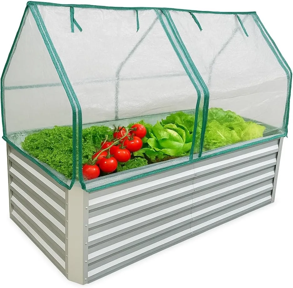 Gabiona Hochbeet Metall verzinkt 184x90x60 cm mit Aufsatz – Großes Hochbeet & Frühbeet für Garten, Gemüse, Kräuter & Blumen – Wetterfest, rostfrei, stabil – 990 L Volumen – Pflanzkasten rechteckig