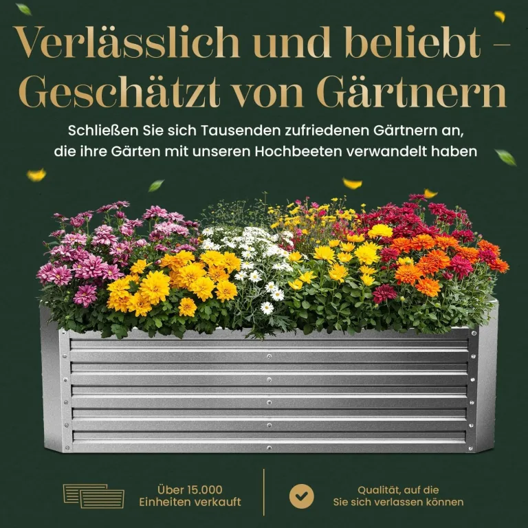 Gabiona Hochbeet Metall verzinkt 184x90x60 cm mit Aufsatz – Großes Hochbeet & Frühbeet für Garten, Gemüse, Kräuter & Blumen – Wetterfest, rostfrei, stabil – 990 L Volumen – Pflanzkasten rechteckig – Bild 6