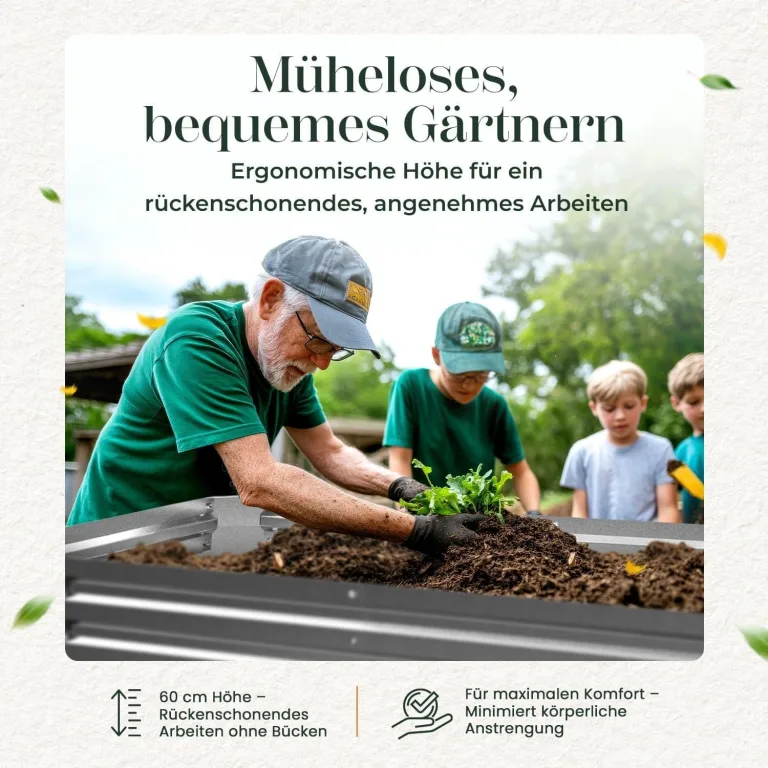Gabiona Hochbeet Metall verzinkt 184x90x60 cm mit Aufsatz – Großes Hochbeet & Frühbeet für Garten, Gemüse, Kräuter & Blumen – Wetterfest, rostfrei, stabil – 990 L Volumen – Pflanzkasten rechteckig – Bild 4