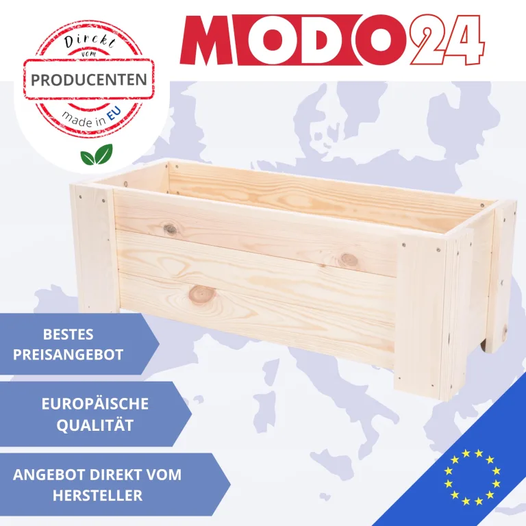 Pflanzkübel aus Holz, Hochbeet mit Schutzfolie, Kiefernholz Pflanzkasten Blumenkasten für Outdoor Garten Terrasse Balkon, Natürlich, Stabil & Dekorativ, 30x30x33 cm Farbe: Natur unbehandelt – Bild 7