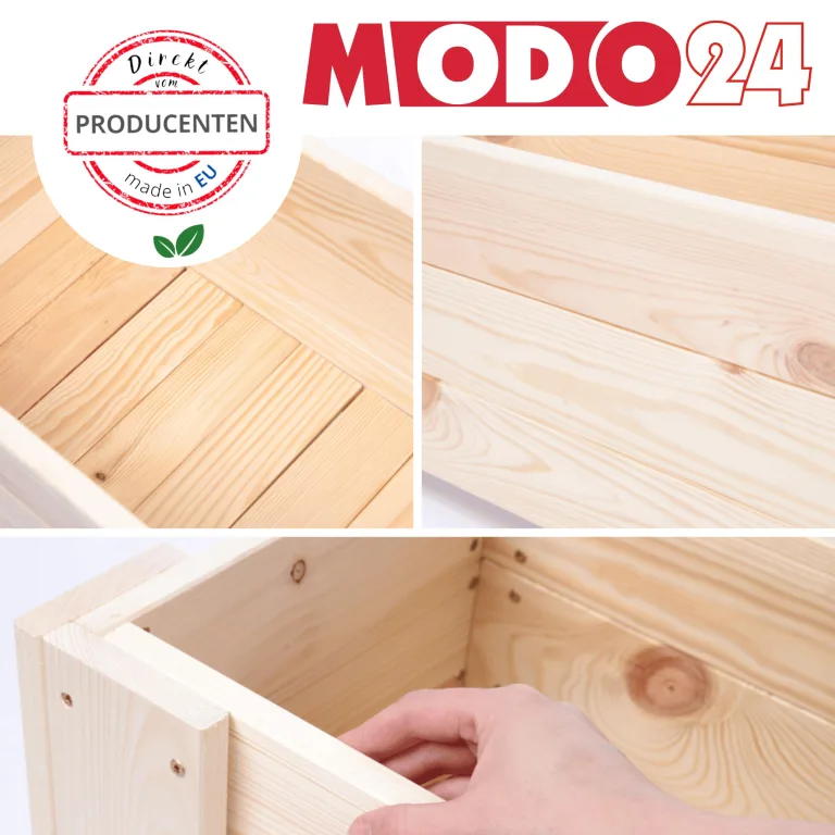 Pflanzkübel aus Holz, Hochbeet mit Schutzfolie, Kiefernholz Pflanzkasten Blumenkasten für Outdoor Garten Terrasse Balkon, Natürlich, Stabil & Dekorativ, 30x30x33 cm Farbe: Natur unbehandelt – Bild 9