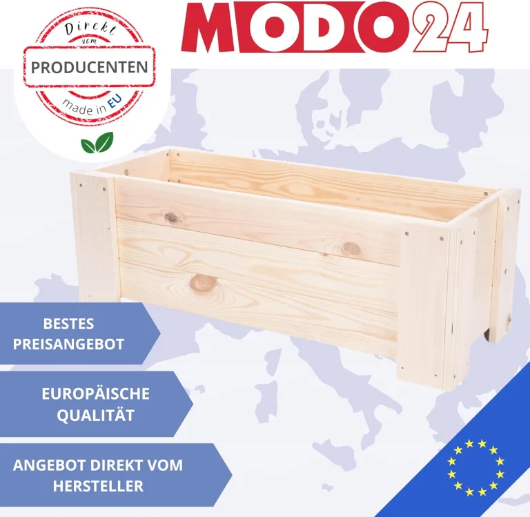 Pflanzkübel aus Holz, Hochbeet mit Schutzfolie, Kiefernholz Pflanzkasten Blumenkasten für Outdoor Garten Terrasse Balkon, Wetterfest, Stabil & Dekorativ, 30x90x33 cm Farbe: Braun imprägniert – Bild 7