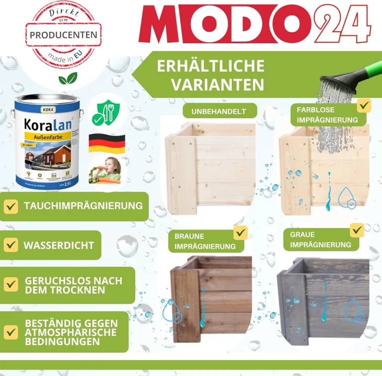 Pflanzkübel aus Holz, Hochbeet mit Schutzfolie, Kiefernholz Pflanzkasten Blumenkasten für Outdoor Garten Terrasse Balkon, Wetterfest, Stabil & Dekorativ, 30x90x33 cm Farbe: Braun imprägniert – Bild 2