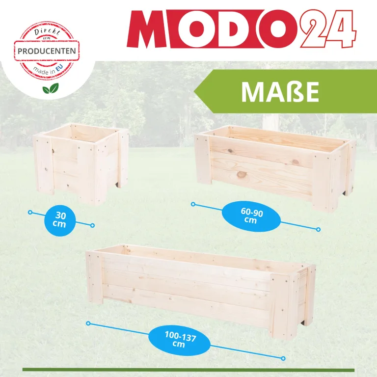 Pflanzkübel aus Holz, Hochbeet mit Schutzfolie, Kiefernholz Pflanzkasten Blumenkasten für Outdoor Garten Terrasse Balkon, Wetterfest, Stabil & Dekorativ, 30x60x33 cm Farbe: Grau imprägniert – Bild 4