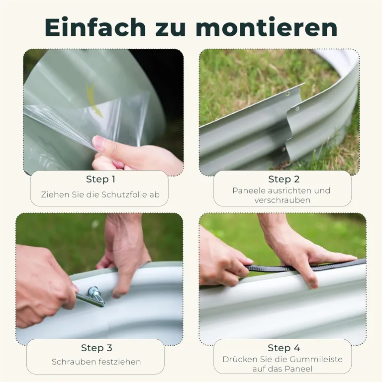 Hochbeet Metall, Pflanzbeet Hochbeete für Garten, 240 x 60 x 43 cm Hochbeet aus verzinktem Stahl mit stabilem Design, Rostschutz und Langer Haltbarkeit – Ideal für Gemüse, Einfacher Aufbau (Grau) – Bild 8