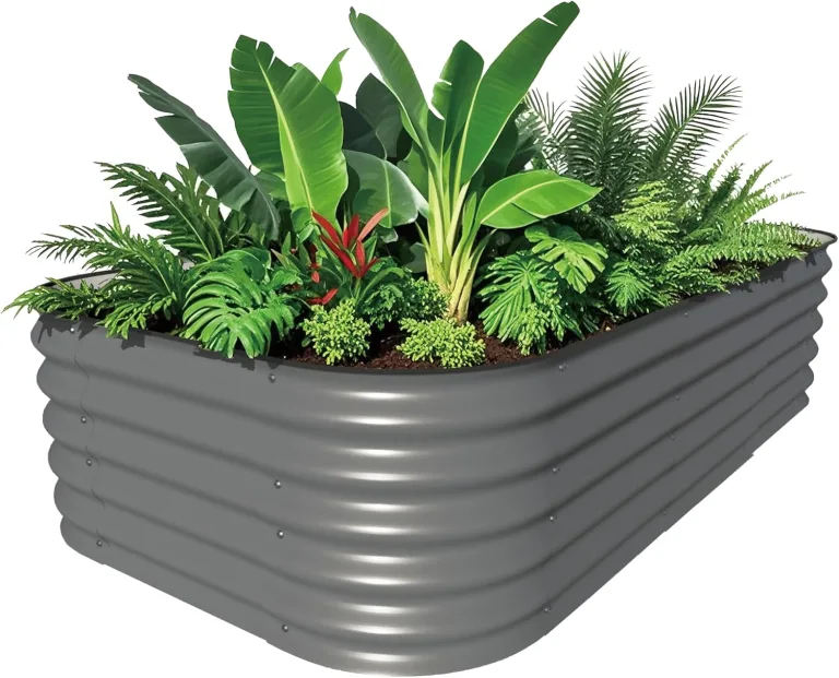 Hochbeet Metall, Pflanzbeet Hochbeete für Garten, 240 x 60 x 43 cm Hochbeet aus verzinktem Stahl mit stabilem Design, Rostschutz und Langer Haltbarkeit – Ideal für Gemüse, Einfacher Aufbau (Grau) – Bild 1