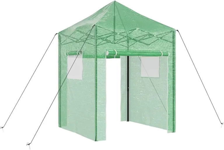 Gecheer Gewächshaus mit Dach Grün 200 x 200 x 300 cm Stahl, Gewächshaus Treibhaus Tomatenhaus Frühbeet Pflanzenhaus für Gurken – Bild 2