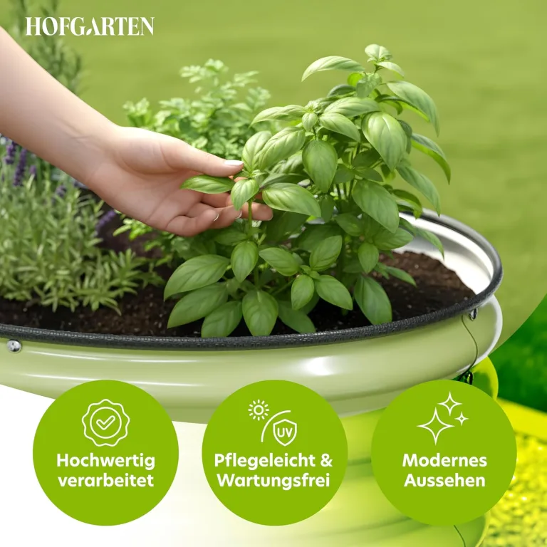 Hochbeet Metall 200x80x78 cm I Gartenbeet aus verzinktem Stahl I Pflanzbeet wetterfest & rostfrei I Ovales Gemüsebeet für Garten & Terasse I Hochbeet Bausatz ohne Boden (Salbei) – Bild 6