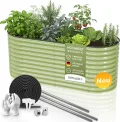 Hochbeet Metall 200x80x78 cm I Gartenbeet aus verzinktem Stahl I Pflanzbeet wetterfest & rostfrei I Ovales Gemüsebeet für Garten & Terasse I Hochbeet Bausatz ohne Boden (Salbei) - Thumbnail 1