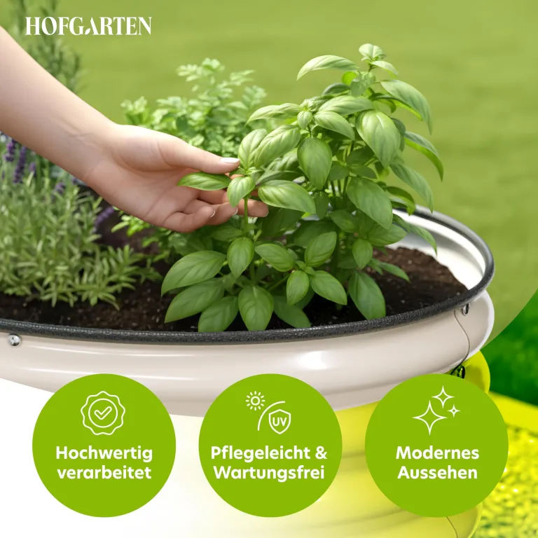 HOFGARTEN Hochbeet Metall 200x80x78 cm - Hochwertiges Gartenbeet aus Zn-Al-Mg Stahl - wetterfest & rostgeschützt - Ergonomisches Gärtnern - Modell QuickGrow XL (Cremeweiß) – Bild 6
