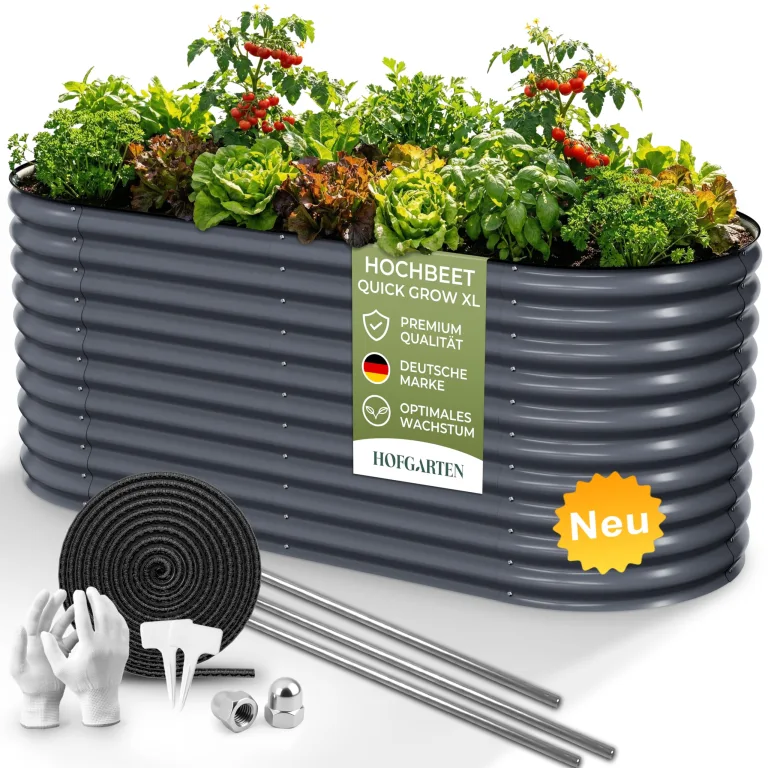 HOFGARTEN Hochbeet Metall 200x80x78 cm - Hochwertiges Gartenbeet aus Zn-Al-Mg Stahl - wetterfest & rostgeschützt - Ergonomisches Gärtnern - Modell QuickGrow XL (Cremeweiß) – Bild 10