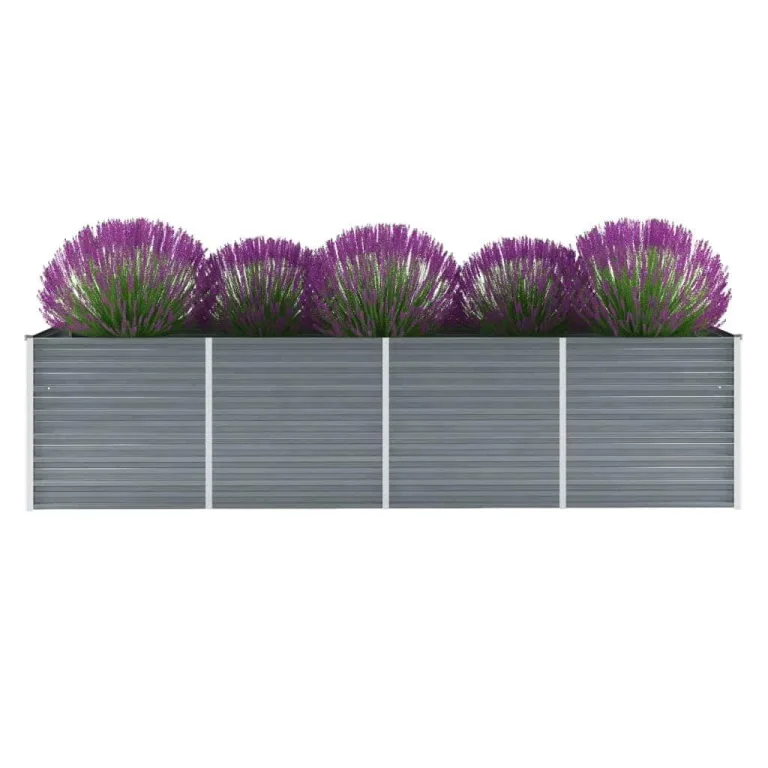 Pflanzenbeet Wetterfestes Stahlblech Hochbeet für Gemüse Erhöhte Extragroße Gemüsebeet Frühbeet Gartenbeet Blumenkasten für Garten Verzinkter Stahl 320x80x77 cm Grau – Bild 1