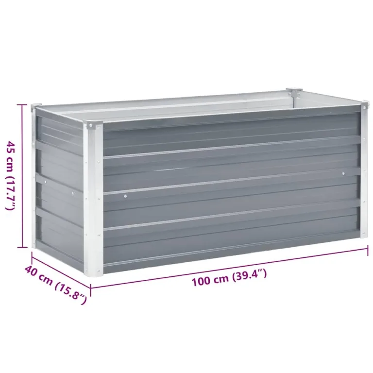 Hochbeet Metall Premium hochbeet Balkon oder Garten Pflanzkasten Hochbeete-Kit Kräuterbeet Balkon Hochbeet Hochbeete für Garten Verzinkter Stahl 100x40x45 cm Grau – Bild 7