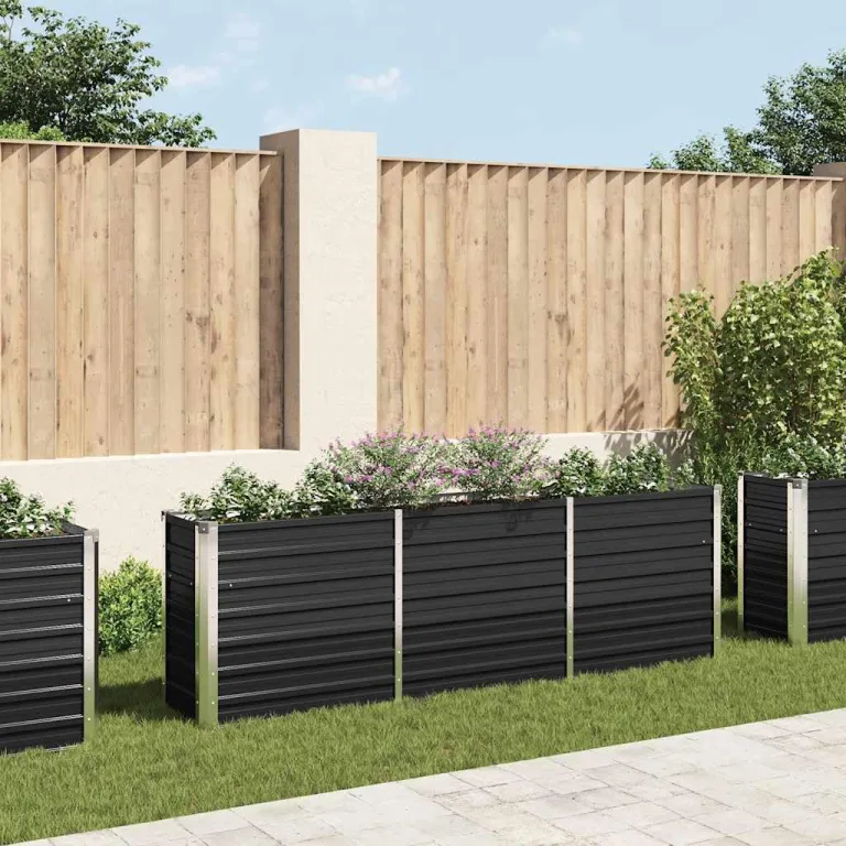 Hochbeet Metall Gartenbeet aus Verzinktem Stahl Pflanzbeet Wetterfest & Rostfrei Rechteckiges Gemüsebeet für Garten & Terrasse Verzinkter 240 x 40 x 77 cm Anthrazit – Bild 1