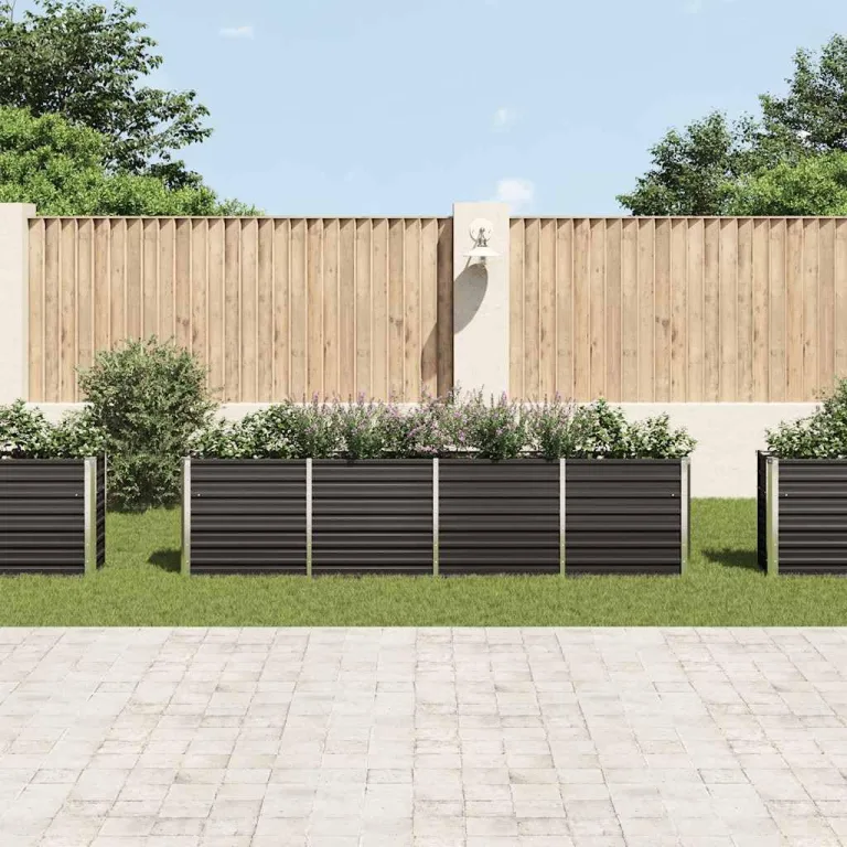 Hochbeet Metall Premium hochbeet Balkon oder Garten Pflanzkasten Hochbeete-Kit Kräuterbeet Balkon Hochbeet Hochbeete für Garten 320 x 40 x 77 cm Stahl Anthrazit – Bild 3