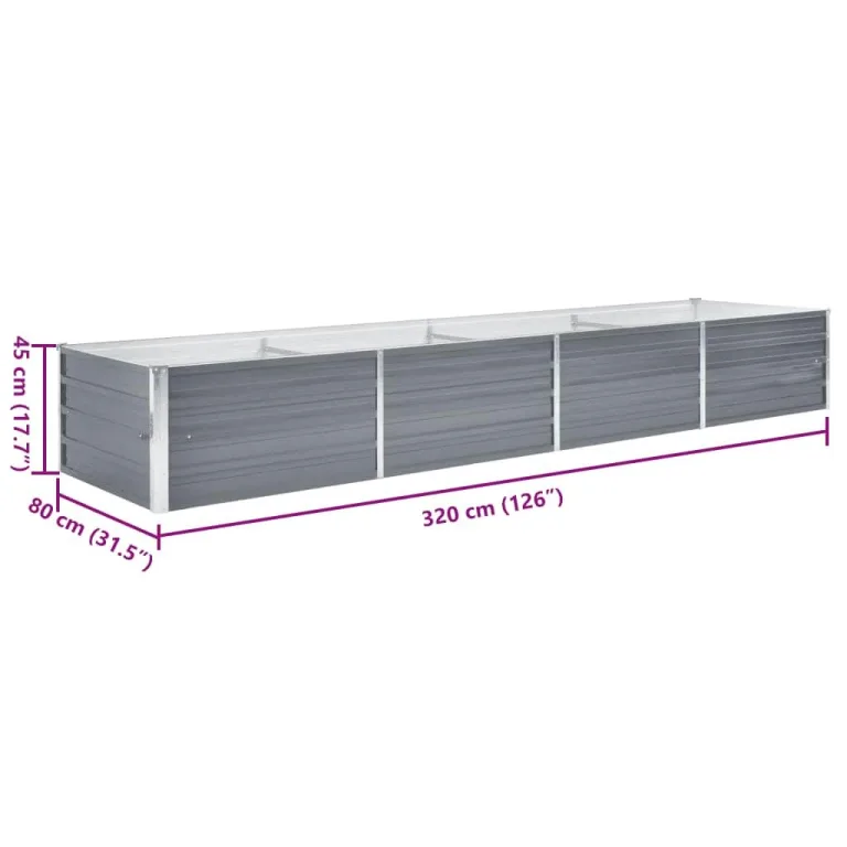 Hochbeet Metall Premium hochbeet Balkon oder Garten Pflanzkasten Hochbeete-Kit Kräuterbeet Balkon Hochbeet Hochbeete für Garten Verzinkter Stahl 320x80x45 cm Grau – Bild 7