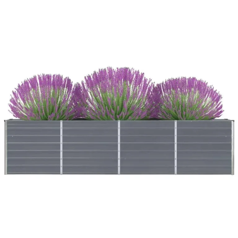 Hochbeet aus Metall Modulares Hochbeete-Kit Rostfreie Hochbeete für Garten aus Premium Zn-Al-Mg Hoch Gemüsebeet 320 x 40 x 77 cm Verzinkter Stahl Grau – Bild 2