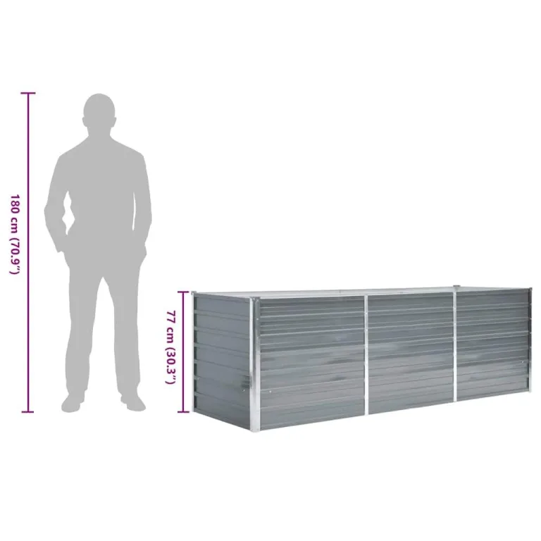 Hochbeet Metall Premium hochbeet Balkon oder Garten Pflanzkasten Hochbeete-Kit Kräuterbeet Balkon Hochbeet Hochbeete für Garten Verzinkter Stahl 240x80x77 cm Grau – Bild 8