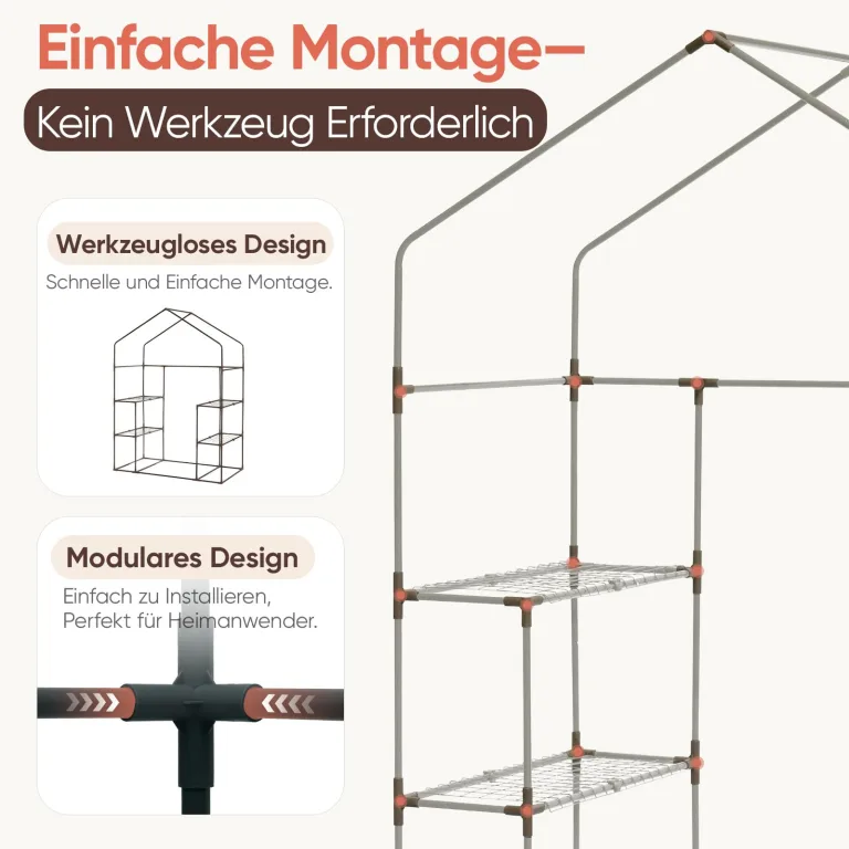 Sekey Gewächshaus 200x145x75 cm, Foliengewächshaus Stabil, Gewächshaus Balkon mit 4 Regalböden für optimales Pflanzenwachstum, Grün, XL – Bild 2
