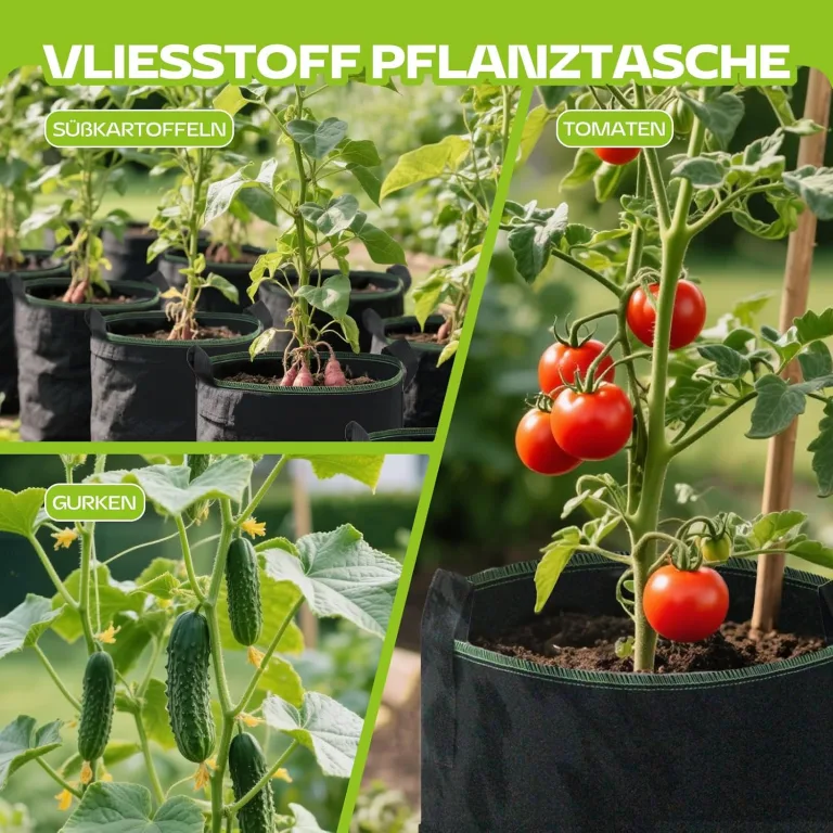 5 Stück 22L Vliesstoff Pflanzsack mit Griffe - Wiederverwendbare Pflanztasche für Tomaten, Kartoffeln, Erdbeeren, Gemüse, Blumen - Geeignet für Garten, Gewächshaus, Balkon, Terrasse – Bild 5