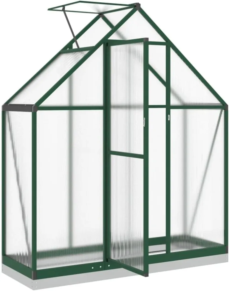 Gewächshaus mit Fundamentrahmen Gewächshaus Aluminium Gewächshaus Winterfest Garten Treibhaus Pflanzenhaus-Grün-169 x 58 x 202 cm – Bild 7