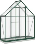 Gewächshaus mit Fundamentrahmen Gewächshaus Aluminium Gewächshaus Winterfest Garten Treibhaus Pflanzenhaus-Grün-169 x 58 x 202 cm - Thumbnail 6