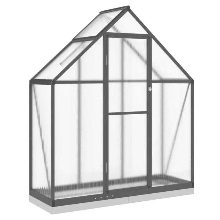 Gewächshaus mit Fundamentrahmen Gewächshaus Aluminium Gewächshaus Winterfest Garten Treibhaus Pflanzenhaus-Anthrazit-169 x 58 x 202 cm – Bild 2